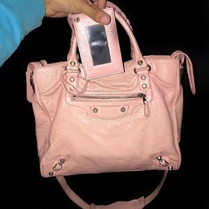 Pink Balenciaga (Large) Bag with Strap and Mirror